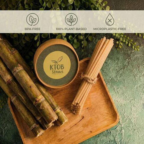 عدد 200 من شفاطات قصب السكر القابلة للتحلل من KTOB - شفاطات شرب نباتية 100% للاستعمال مرة واحدة للمشروبات الساخنة والباردة in Kuwait