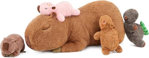 Ditucu 5Pcs Capybara Stuffed Animal Mommy 16.5 inch with 4 Babies 6.6 inch Family Set Cute Plushies Toys Gifts for Kids in Kuwait