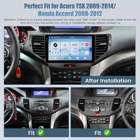 Roinvou 2+64G Android CarPlay Stereo لـ Acura TSX 2009-2014/Honda Accord 2008-2012، مشغل CarPlay لاسلكي مدمج مع Android Auto، شاشة تعمل باللمس مقاس 9 بوصات داخل لوحة القيادة GPS ودعم وصلة المرآة BT RDS DSP in Saudi Arabia