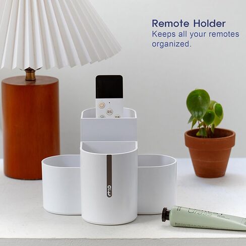 AonT Design Small Desk Organizer for Table, Aesthetic Pen Holder and Tray with Compartments, Remote Control Holder, Multi-Purpose Organizador for Accessories (Beige) Made in Korea Quality Design in Saudi Arabia