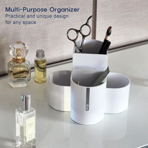 AonT Design Small Desk Organizer for Table, Aesthetic Pen Holder and Tray with Compartments, Remote Control Holder, Multi-Purpose Organizador for Accessories (Beige) Made in Korea Quality Design in Saudi Arabia