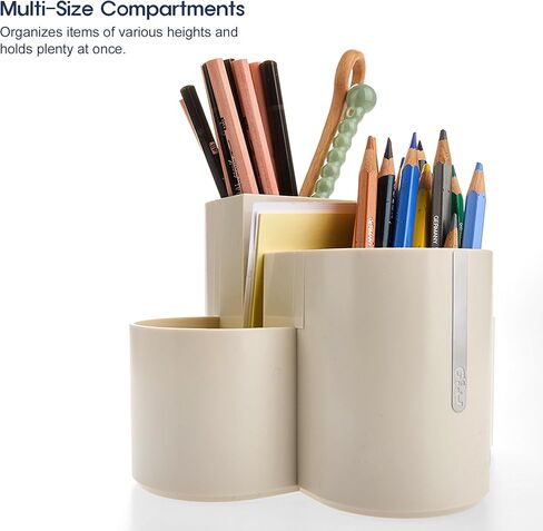 AonT Design Small Desk Organizer for Table, Aesthetic Pen Holder and Tray with Compartments, Remote Control Holder, Multi-Purpose Organizador for Accessories (Beige) Made in Korea Quality Design in Saudi Arabia