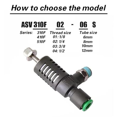 ASV310F-01-06S صمام العادم السريع مع كاتم الصوت وجهاز التحكم في السرعة، للتحكم في عادم الأسطوانة السريع والتحكم في التدفق (ASV410F-03-10S) in Kuwait