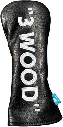 Golf Club Headcover 3 Wood Headcover Black n White Premium PU Leather Driver #3 Fairway Wood Hybrid Wood Head Cover Fits for All Brand in Saudi Arabia