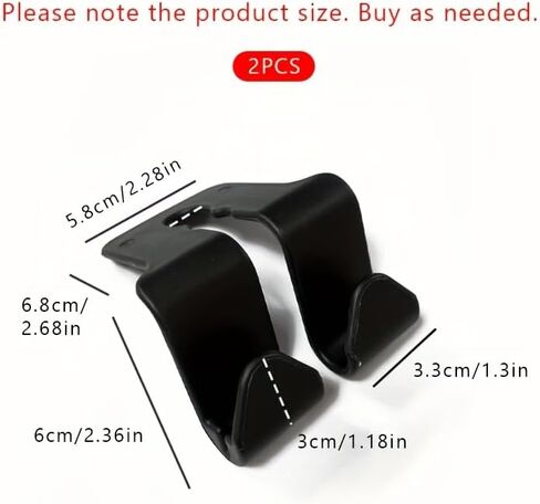 2PCS Car Seat Hooks for Purse, Handbag, Coat and Grocery Bag, Car Interior Accessories, Universal Car Rear Seat Hooks in Saudi Arabia
