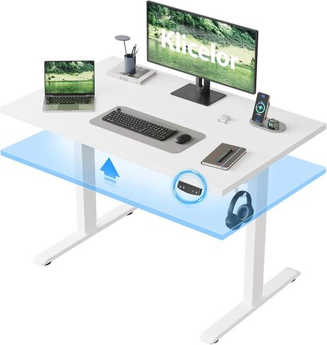 Klicelor Electric Standing Desk 48 Inch, Height Adjustable Desk for Home Office, Sit Stand Up Rising Computer Table with Memory Preset, Rustic Brown in Saudi Arabia