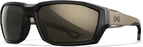 Wiley X Alpine Captivate Polarized Ballistic Rated Sunglasses, Safety Glasses, UV Eye Protection for Shooting, Fishing and Biking, Matte Black and Tan Frames, Tungsten Mirror Tinted Lenses in Saudi Arabia