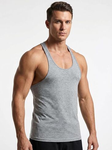 Men Sleeveless Stringer Tank Top Soft Athletic Gym Training Workout Bodybuilding Shirt in Saudi Arabia