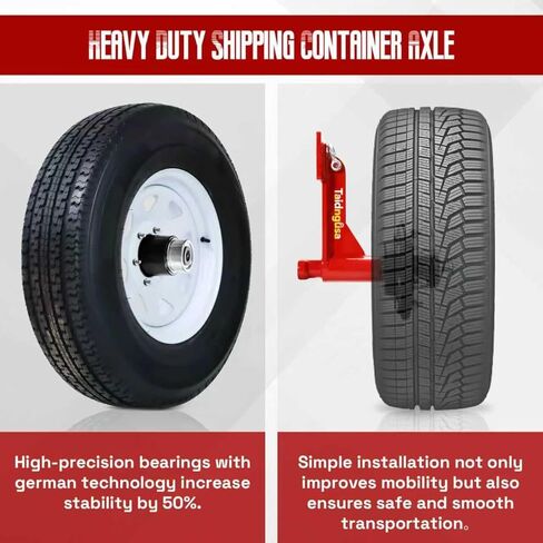 2 Pack Heavy-Duty Shipping Container Wheels Kit – 6-Lug Axle System for 20ft & 40ft Empty Containers | Includes Ratchet Straps & Shackles | Industrial-Grade Steel for Secure Transport in Saudi Arabia