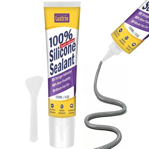 مادة مانعة للتسرب ولاصق من السيليكون عالي القوة - سدادة مرنة مقاومة للماء بنسبة 100% للمطبخ والحمام والدش والنوافذ والسيارات - تخلق سدادة متينة ومقاومة للانكماش والتشقق بوزن 5 أونصة. أنبوب. (أسود) in Kuwait