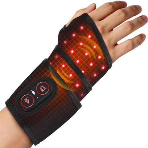 Cordless Wrist Heating Pad for Pain Relief, Wrist Massager for Carpal Tunnel, Heated Wrist Wrap Brace for Arthritis, Red Light Therapy Wrist Brace with 3000mAh Rechargeable, Gray in Kuwait