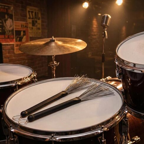 2 Pcs Drum Brushes, Retractable Wire Drum Sticks with Comfortable Rubber Handles, Adjustable Percussion Brushes for Drums, Cajon, Jazz, Acoustic & Rock Music (Professional Grade) in Saudi Arabia