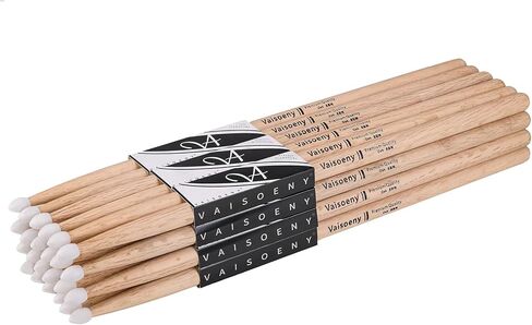 أعواد طبلة 5B، مجموعة أعواد طبلة برأس من النايلون للطبول الصوتية أو الطبول الإلكترونية، أعواد طبلة برأس نايلون بيضاوية للطبول والمبتدئين (12 زوجًا) in Kuwait