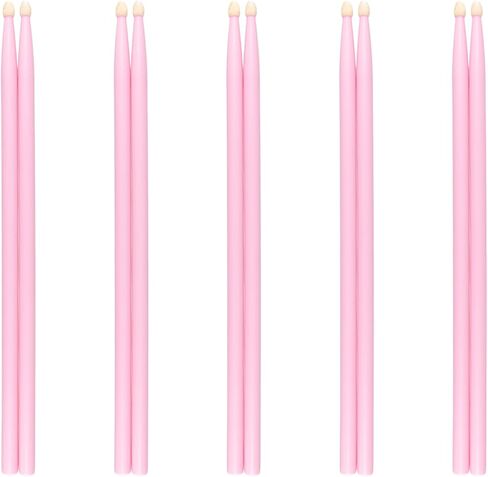 SINJEUN 5 Pair 5A Drumsticks, Pink Drum Sticks, Drum Sticks for Drumming Musical Instrument Percussion in Saudi Arabia