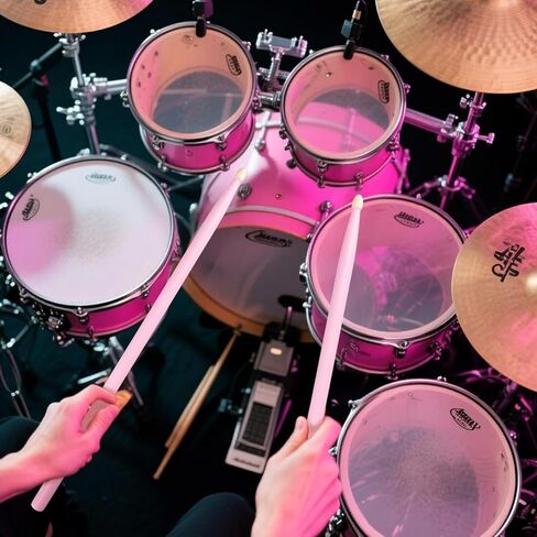 SINJEUN 5 Pair 5A Drumsticks, Pink Drum Sticks, Drum Sticks for Drumming Musical Instrument Percussion in Saudi Arabia
