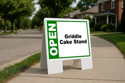 Griddle Cake Stand Open Green Folding Coroplast A-Frame Double-Sided 23in x23in in Kuwait
