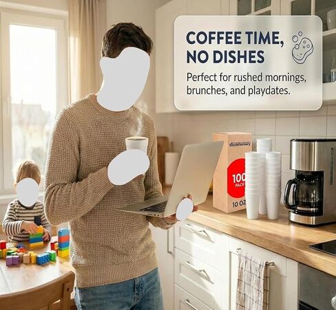 أكواب إسفنجية 10 أونصة أكواب إسفنجية معزولة خفيفة الوزن للقهوة والمشروبات الباردة والمشروبات الساخنة الأخرى - أكواب شرب للاستعمال مرة واحدة للحفلات والنزهات والشواء والسفر والمناسبات (100 عبوة) in Saudi Arabia