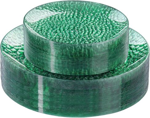 Rubtlamp 60Pcs Plastic Plates, Clear Disposable Plates, Hammered Heavy Duty Plastic Platos, Fancy Disposable Platos Include 30 Clear Dinner Plate, 30 Salad Plate For Bridal Spring in Saudi Arabia