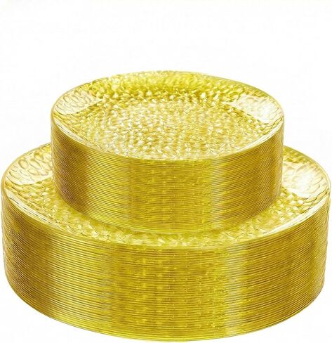 Rubtlamp 60Pcs Plastic Plates, Clear Disposable Plates, Hammered Heavy Duty Plastic Platos, Fancy Disposable Platos Include 30 Clear Dinner Plate, 30 Salad Plate For Bridal Spring in Saudi Arabia