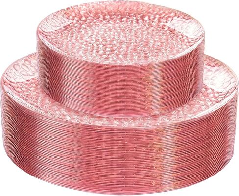 Rubtlamp 60Pcs Plastic Plates, Clear Disposable Plates, Hammered Heavy Duty Plastic Platos, Fancy Disposable Platos Include 30 Clear Dinner Plate, 30 Salad Plate For Bridal Spring in Saudi Arabia