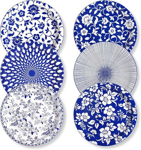 90 قطعة من الأطباق الورقية بسمك 10 بوصة سميكة وشديدة التحمل للاستعمال مرة واحدة مطبوعة باللونين الأزرق والأبيض للحفلات، وحفلات الزفاف، وأعياد الميلاد، والشاي، والنزهات، والشواء، والاستخدام اليومي، ومقاومة للنقع، ومقاومة للقطع in Kuwait