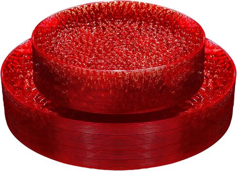 Rubtlamp 60Pcs Plastic Plates, Clear Disposable Plates, Hammered Heavy Duty Plastic Platos, Fancy Disposable Platos Include 30 Clear Dinner Plate, 30 Salad Plate For Bridal Spring in Saudi Arabia