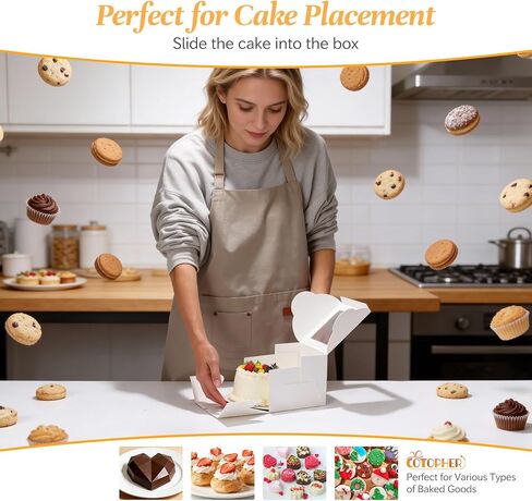 COTOPHER 50pcs 6x6x5 Inch Mini Cake Boxes, 6 Inches Small Bakery Box (25 Boxes & 25 Boards), Bento Cake Containers for Cookies, Cupcake, Desserts, Birthday, Party, Wedding, Valentine's Day in Saudi Arabia