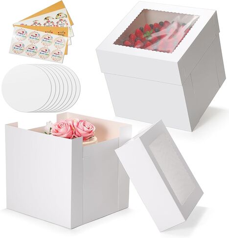 COTOPHER 50pcs 6x6x5 Inch Mini Cake Boxes, 6 Inches Small Bakery Box (25 Boxes & 25 Boards), Bento Cake Containers for Cookies, Cupcake, Desserts, Birthday, Party, Wedding, Valentine's Day in Saudi Arabia