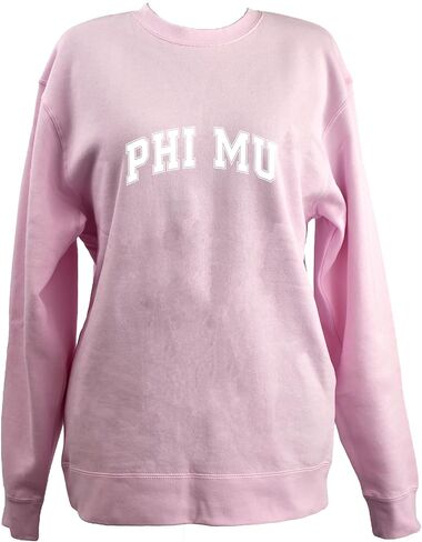متجر نادي نسائي Phi Mu Sweatshirt - Sweeche Crewneck Sweatshirt ، مع تصميم الحروف اليونانية اسكواش in Saudi Arabia