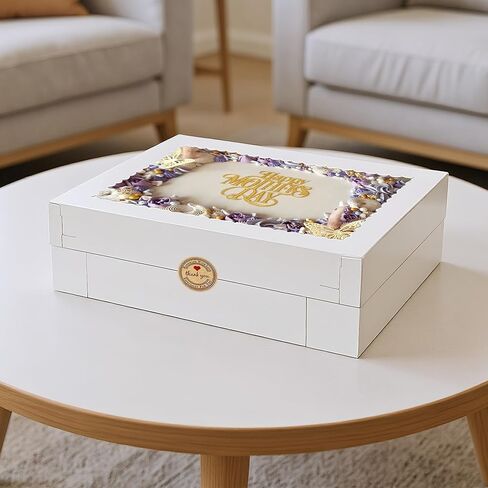 MUMULULU 10PCS White Rectangular Cake Boxes with Cake Boards 16x11x4inch Large Bakery Boxes for Sheet Cakes Cupcakes Cookies Pastries Bento Cake Box Cake Carrier for Birthday Wedding Party Holidays in Kuwait