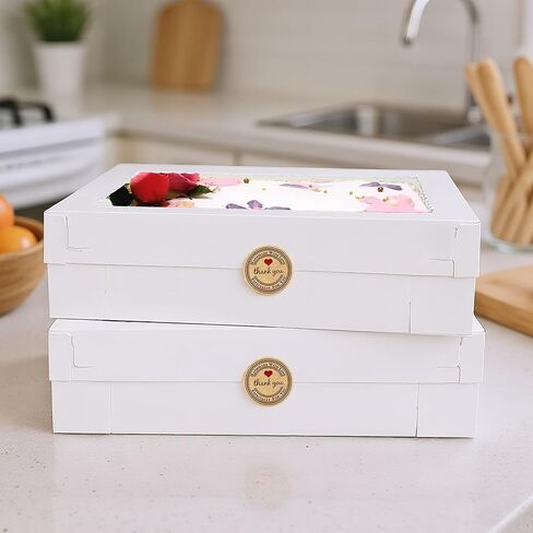 MUMULULU 10PCS White Rectangular Cake Boxes with Cake Boards 16x11x4inch Large Bakery Boxes for Sheet Cakes Cupcakes Cookies Pastries Bento Cake Box Cake Carrier for Birthday Wedding Party Holidays in Kuwait