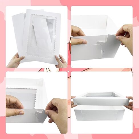 MUMULULU 10PCS White Rectangular Cake Boxes with Cake Boards 16x11x4inch Large Bakery Boxes for Sheet Cakes Cupcakes Cookies Pastries Bento Cake Box Cake Carrier for Birthday Wedding Party Holidays in Kuwait