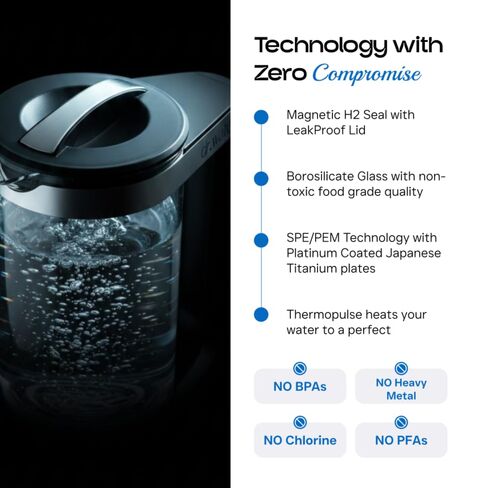 HydroPitcher | 68 Oz Hydrogen Water Pitcher - BPA Free Rich Hydrogen Water Generator - Electrolysis Jug with SPE/PEM Technology Hydrogen Water Machine | Chlorine Free Large Hydrogen Water Bottle in Saudi Arabia