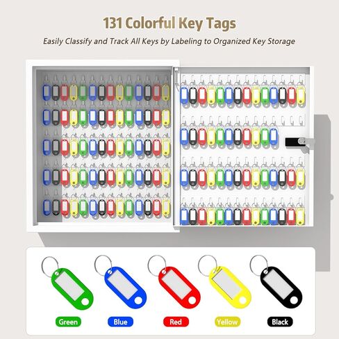 Lock Key Cabinet with Storage: 131-Keys Steel Wall Mount Key Box Organizer - Large Storage and Secure Combination Lock Box for Home Office Business - White in Saudi Arabia