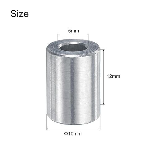 uxcell 20pcs Aluminum Spacer 5mm Bore x 10mm OD x 12mm Length Screw Standoff Bushing Plain Finish Round Metal Spacer for M5 Screws Bolts and Rods in Saudi Arabia
