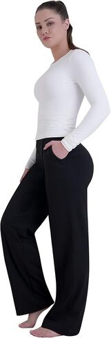 Sunzel Yoga Pants for Women with Pockets, Wide Leg Dress Pants, Business Casual & Work Sweatpants, Flowy Trousers for Travel in Saudi Arabia