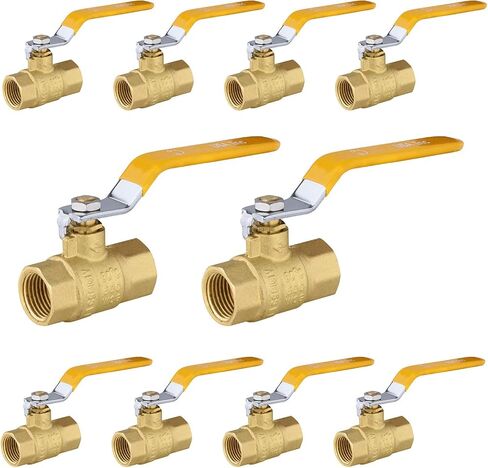 10 عبوات فوسكان 3/4 بوصة FNPT صمام كروي كامل المنفذ عالي التحمل مع مقبض أصفر، 600 WOG، صمام إغلاق نحاسي لتطبيق مياه الشرب in Kuwait