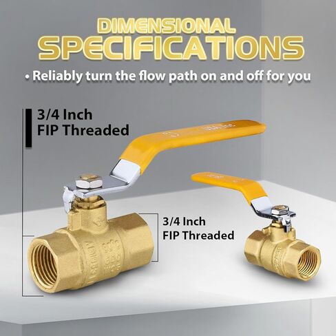 10 عبوات فوسكان 3/4 بوصة FNPT صمام كروي كامل المنفذ عالي التحمل مع مقبض أصفر، 600 WOG، صمام إغلاق نحاسي لتطبيق مياه الشرب in Kuwait