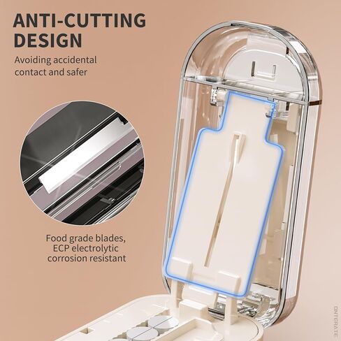 مقسم حبوب منع الحمل من ONTERATE للحبوب الصغيرة والكبيرة، مقسم حبوب قابل للتعديل مع شفرة أمان مخفية من الفولاذ المقاوم للصدأ، قاطع فيتامين للسفر إلى 1/2 (كريمي) in Kuwait