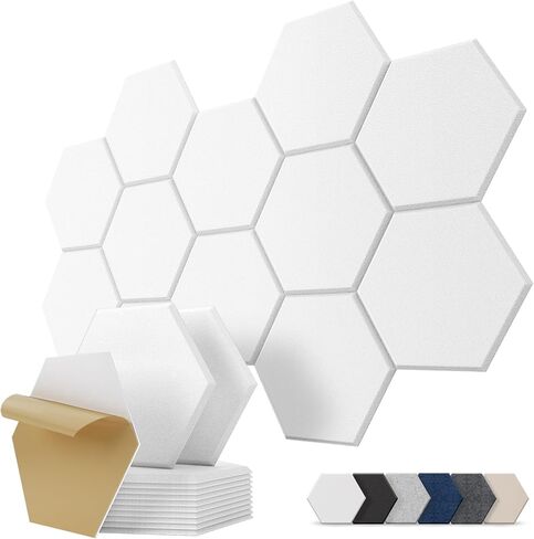 Acoustic Foam Panels, 3D Hexagon Dual Thickness 1.57" & 2.75" Sound Absorbing Tiles for Studio, Room, 12 Pack, 12" x 10" Black Decorative Art Paneles for Ceiling, Door, Pared, Walls, Home Decor in Saudi Arabia