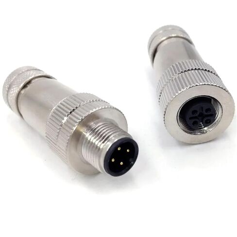 M12 Sensor Connector Matel Signal Shielding Male Female Screw Threaded 4 5 8 Pin 1Pcs(Angle,Female Insert,8P) in Kuwait
