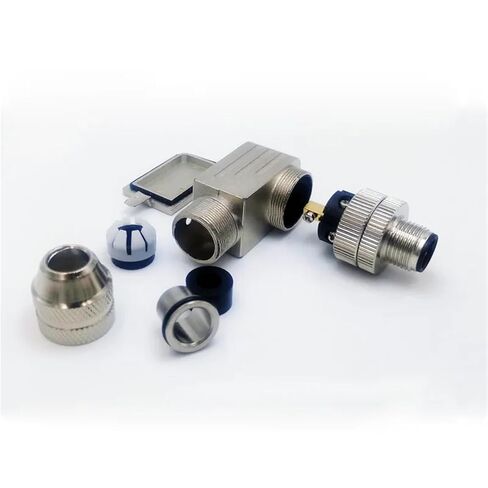 M12 Sensor Connector Matel Signal Shielding Male Female Screw Threaded 4 5 8 Pin 1Pcs(Angle,Female Insert,8P) in Kuwait