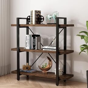 AY-AOYUAN Solid Wood Bookcase and Book Shelves Wood and Metal Shelving Unit 6 Tier Bookshelf Modern Rustic Open Bookshelf Office,Distressed Brown (AY-02-6Tier) in Saudi Arabia