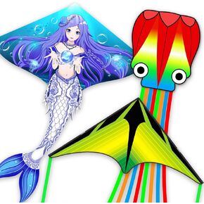 Kites for Kids & Adults,Large Kite for Beginners, Kites for Kids Ages 4-8,Outdoors Activities with Complete Handle, 328ft Kite String & Accessories (L Grassland,HG Butterfly,QC Octopus, 3) in Saudi Arabia