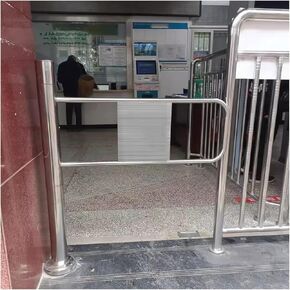 Stainless Steel Security Spring Gate - Durable One-Way Entrance Door for Restaurants, Malls & Supermarkets - Left Hinge, 50 x 100 cm, Safe Access Control Solution in Kuwait