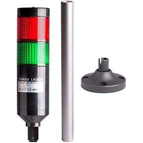 PTE-AP-2FF-RG-B, Tower Light Kit, 56mm Modular LED, Red/Green Lens 2 Stacks, Steady, Black Body, 25" Lead Wires, 90-240VAC, Including 240mm Aluminum Pole + Plastic Base in Saudi Arabia