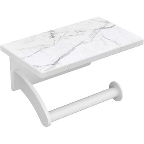 حامل ورق التواليت من FORIOUS مع رف للهاتف، حامل مناديل مناديل مثبت على الحائط من الرخام الطبيعي للحمام والحمام، 304 موزعات مناديل تواليت تجارية من الفولاذ المقاوم للصدأ مع رف، نيكل ناعم in Kuwait