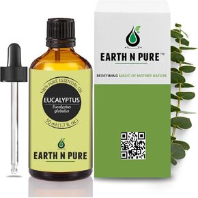 Earth N Pure Eucalyptus Essential Oil (Nilgiri Oil) Steam Distilled, Undiluted, Natural, Therapeutic Grade with Glass Dropper 50 ml in Saudi Arabia
