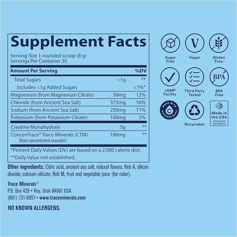 آثار المعادن الكرياتين + الشوارد - مسحوق الكرياتين والمعادن لتحقيق أعلى أداء والترطيب الأمثل - يدعم الدماغ والعضلات والقدرة على التحمل - 5 جم كرياتين - البطيخ الاستوائي - 30 حصة in Kuwait