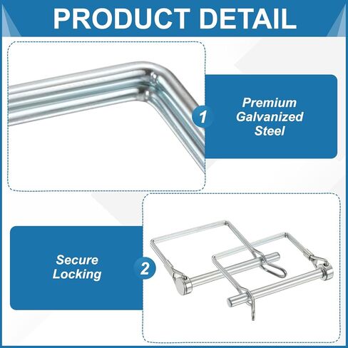 PATIKIL 2 Pcs Trailer Coupler Pins, 3/8" x 2.8" (9.5mm x 70mm) Safety Wire Lock Hitch Pin Arch Shaft Spring Locking Clip Square for Farm Trailers Lawn Garden Wagons in Saudi Arabia